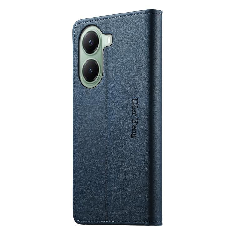 For Xiaomi Poco X7 Pro / Redmi Turbo 4 Dierfeng Metal Snap Magnetic RFID Vegan Leather Phone Case