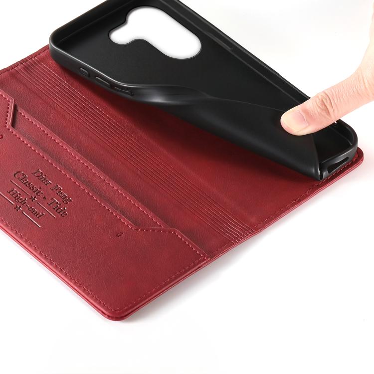 For Xiaomi Poco X8 Pro 5G / Redmi Turbo 5 5G Dierfeng Metal Snap Magnetic RFID Vegan Leather Phone Case