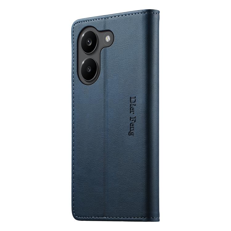For Xiaomi Poco X8 Pro 5G / Redmi Turbo 5 5G Dierfeng Metal Snap Magnetic RFID Vegan Leather Phone Case