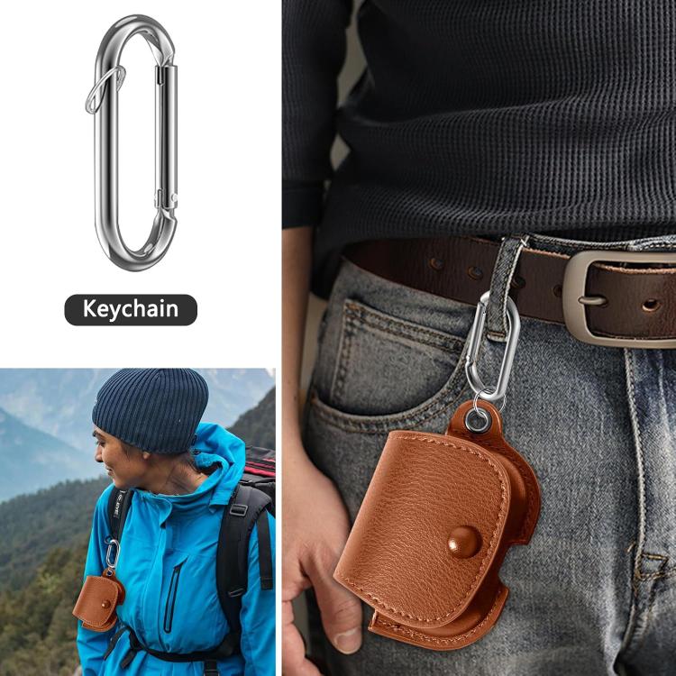 For AirPods 4 XDcase Backpack Style PU Leather Earphone Protective Case with Carabiner