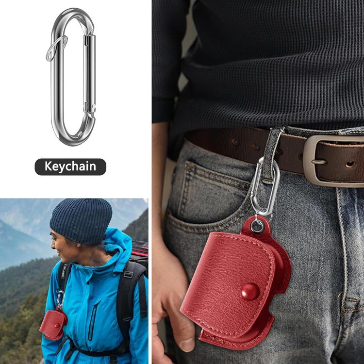 For AirPods 4 XDcase Backpack Style PU Leather Earphone Protective Case with Carabiner