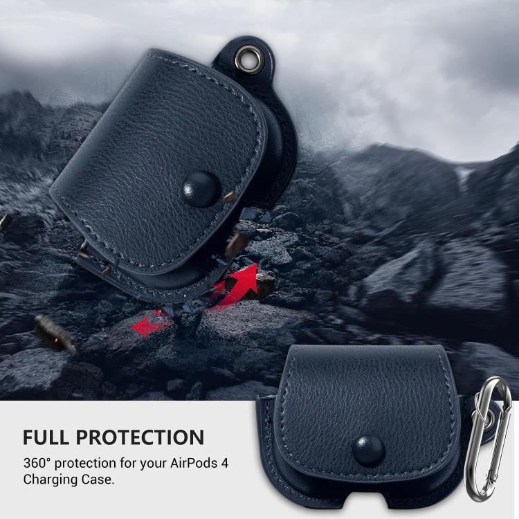 For AirPods 4 XDcase Backpack Style PU Leather Earphone Protective Case with Carabiner
