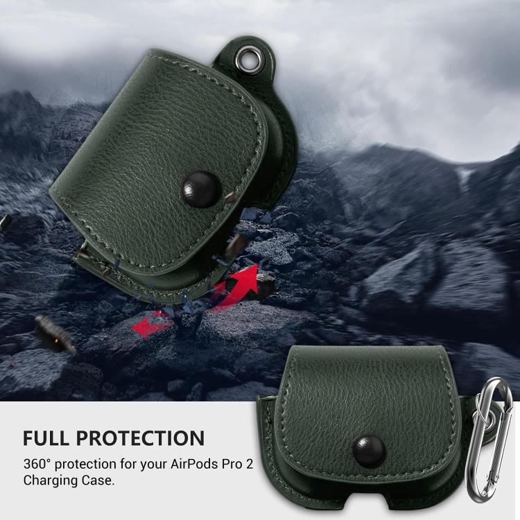 For AirPods Pro 2 / 1 XDcase Backpack Style PU Leather Earphone Protective Case with Carabiner