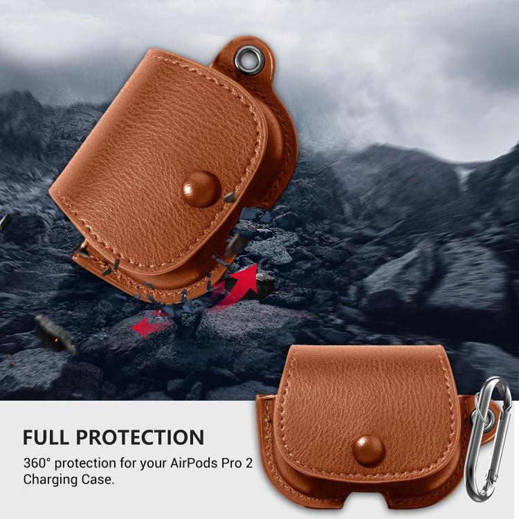 For AirPods Pro 2 / 1 XDcase Backpack Style PU Leather Earphone Protective Case with Carabiner