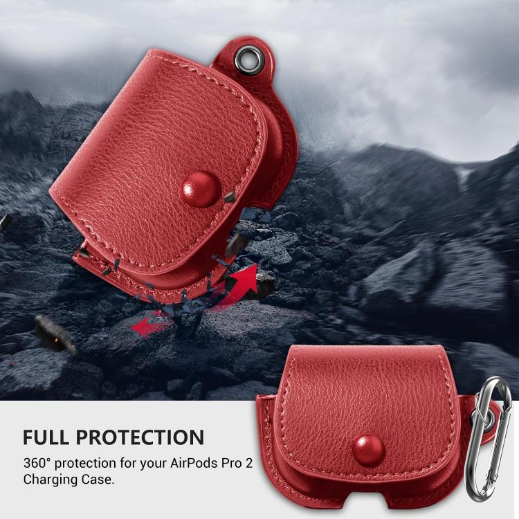 For AirPods Pro 2 / 1 XDcase Backpack Style PU Leather Earphone Protective Case with Carabiner