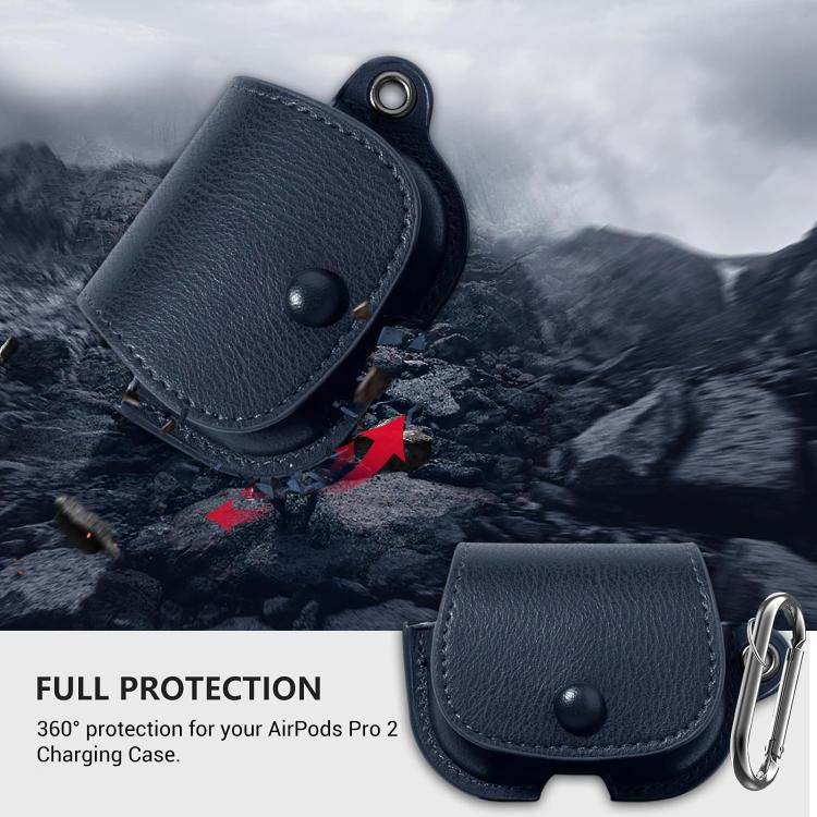 For AirPods Pro 2 / 1 XDcase Backpack Style PU Leather Earphone Protective Case with Carabiner