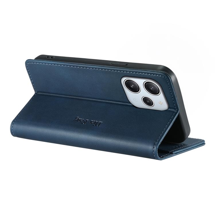 For Redmi 12 / Note 12R / Poco M6 Pro 5G Dierfeng Metal Snap Magnetic RFID Vegan Leather Phone Case