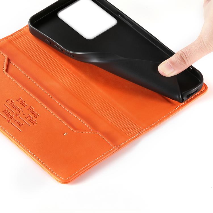 For Redmi 13C / Redmi 13R / Poco M6 5G Dierfeng Metal Snap Magnetic RFID Vegan Leather Phone Case