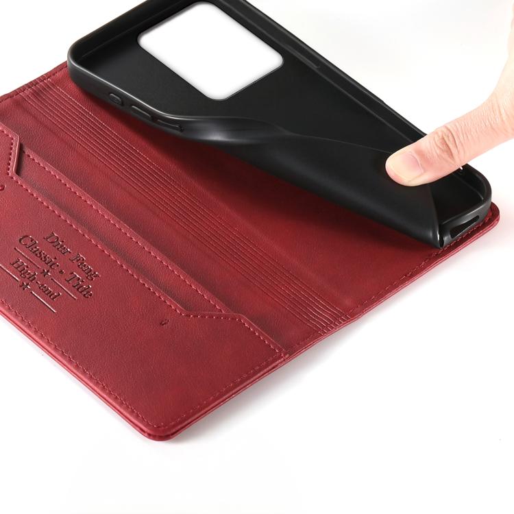 For Redmi 13C / Redmi 13R / Poco M6 5G Dierfeng Metal Snap Magnetic RFID Vegan Leather Phone Case