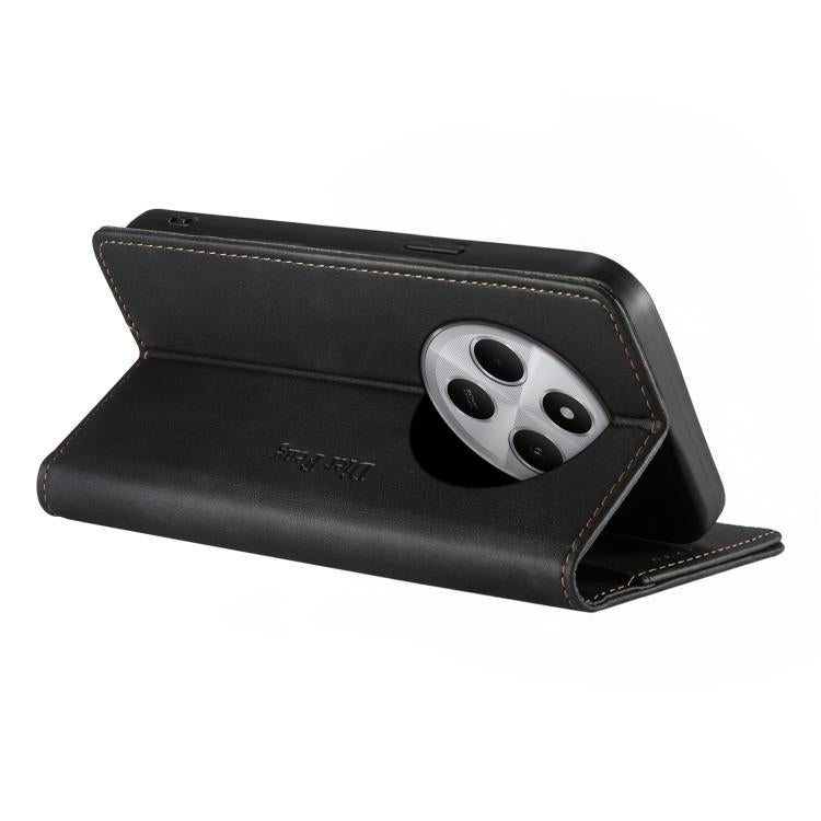 For Redmi 14C 4G / 14R / A4 5G Dierfeng Metal Snap Magnetic RFID Vegan Leather Phone Case