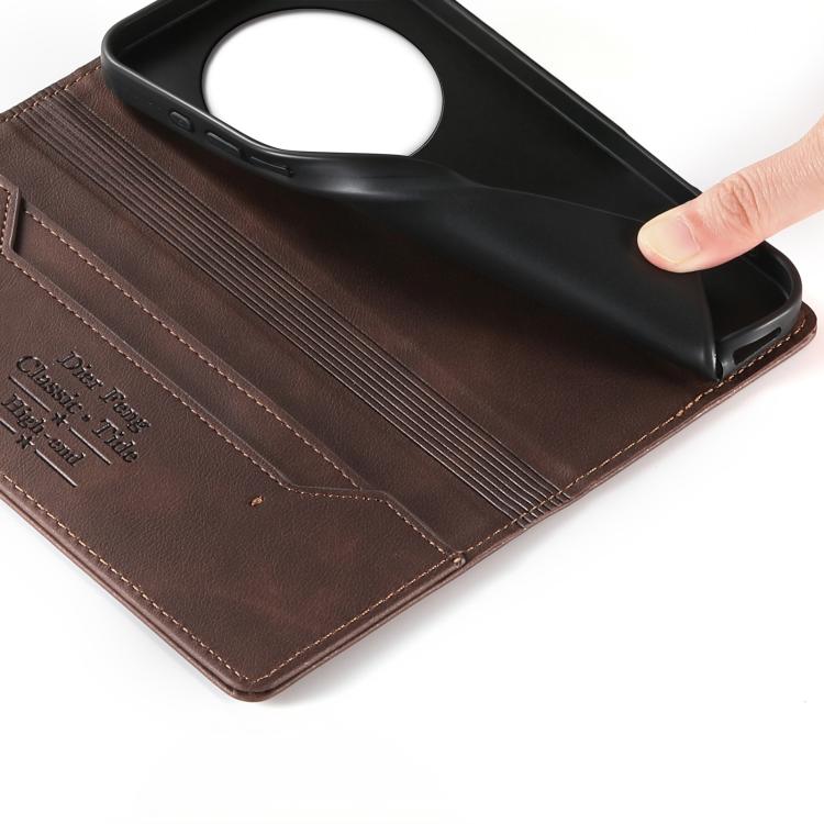 For Redmi 14C 4G / 14R / A4 5G Dierfeng Metal Snap Magnetic RFID Vegan Leather Phone Case
