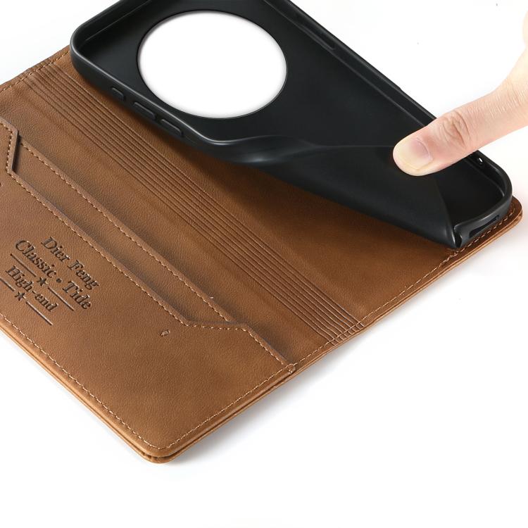 For Redmi 14C 4G / 14R / A4 5G Dierfeng Metal Snap Magnetic RFID Vegan Leather Phone Case