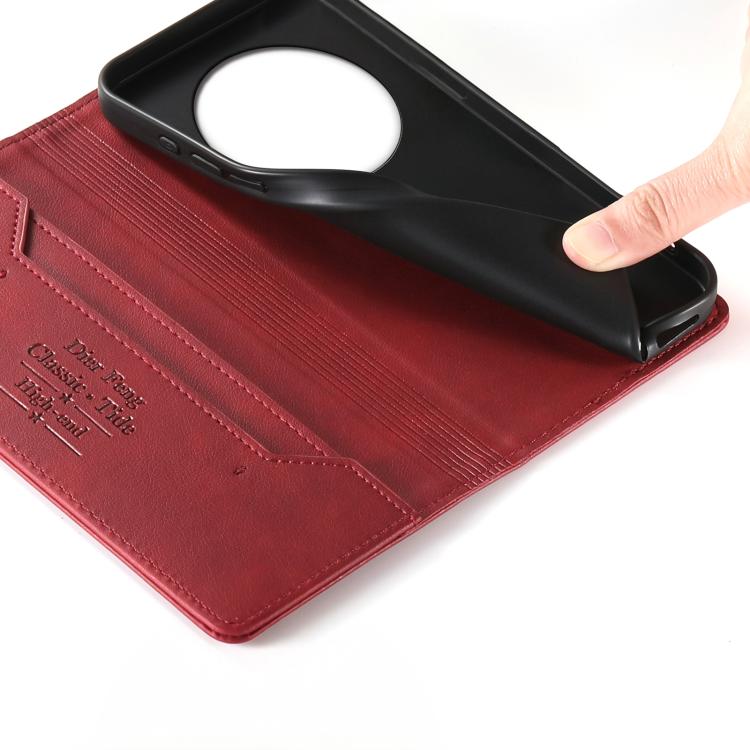 For Redmi 14C 4G / 14R / A4 5G Dierfeng Metal Snap Magnetic RFID Vegan Leather Phone Case