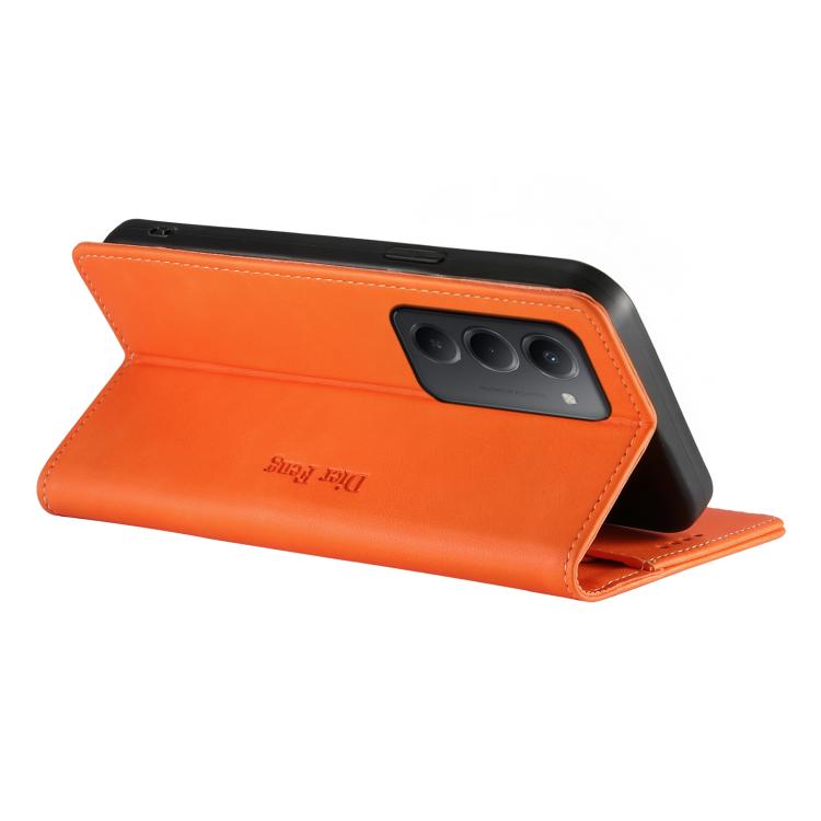 For Redmi 15 5G / 4G EU 171mm Dierfeng Metal Snap Magnetic RFID Vegan Leather Phone Case