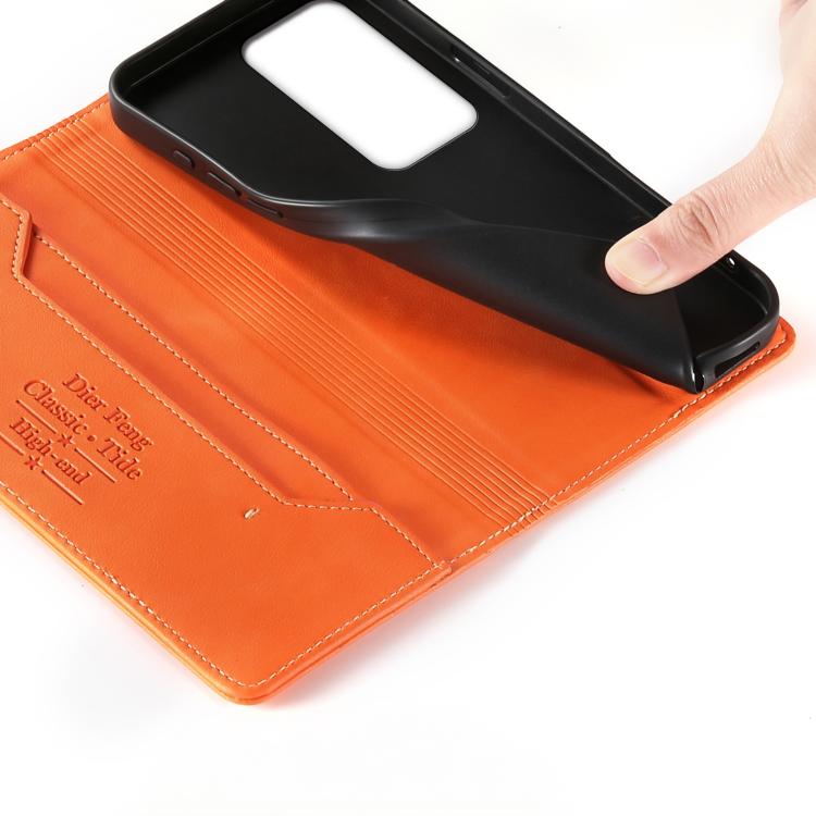For Redmi 15 5G / 4G EU 171mm Dierfeng Metal Snap Magnetic RFID Vegan Leather Phone Case