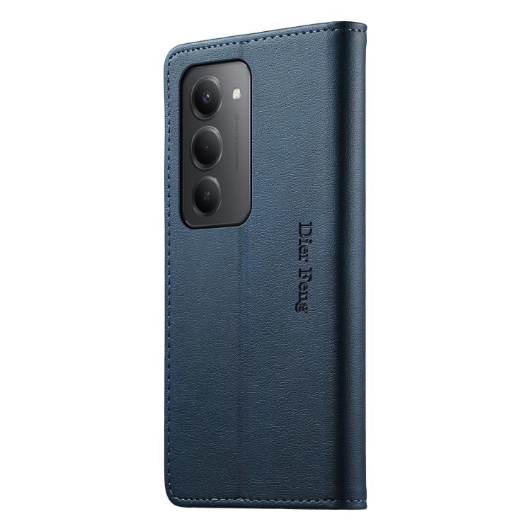 For Redmi 15 5G / 4G EU 171mm Dierfeng Metal Snap Magnetic RFID Vegan Leather Phone Case