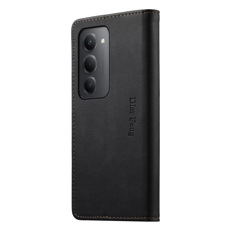 For Redmi 15 5G Global / 15 4G SEA 169.5mm Dierfeng Metal Snap Magnetic RFID Vegan Leather Phone Case