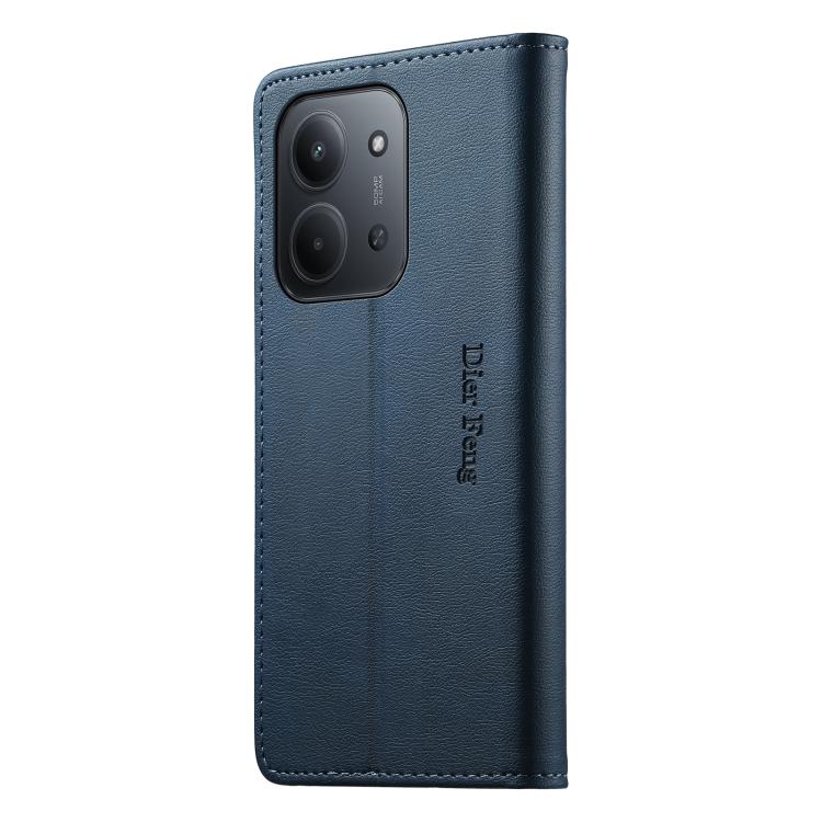 For Redmi 15C 5G / 4G 171mm / Poco C85 4G Dierfeng Metal Snap Magnetic RFID Vegan Leather Phone Case
