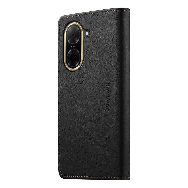 For Redmi A5 4G 171.7mm / Poco C71 Dierfeng Metal Snap Magnetic RFID Vegan Leather Phone Case