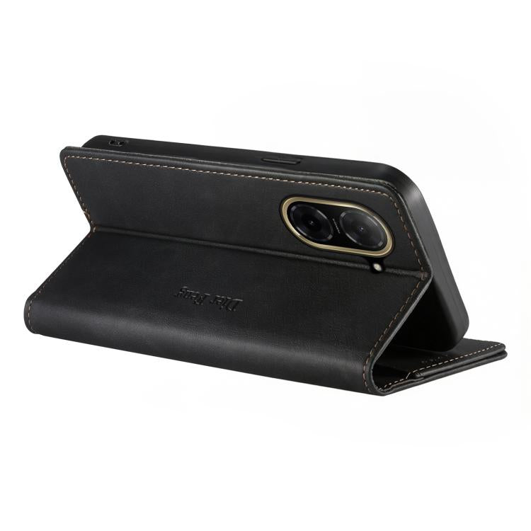 For Redmi A5 4G 171.7mm / Poco C71 Dierfeng Metal Snap Magnetic RFID Vegan Leather Phone Case
