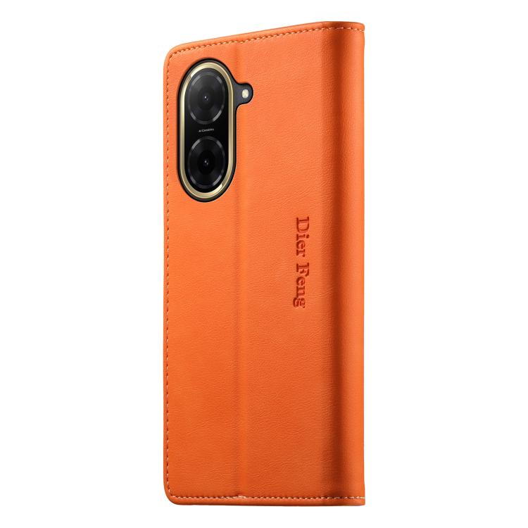 For Redmi A5 4G 171.7mm / Poco C71 Dierfeng Metal Snap Magnetic RFID Vegan Leather Phone Case