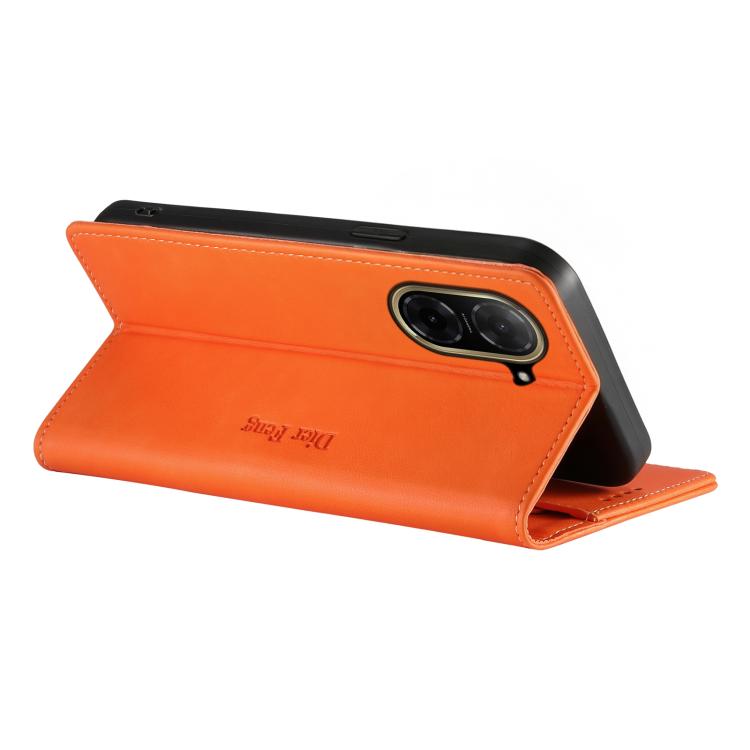 For Redmi A5 4G 171.7mm / Poco C71 Dierfeng Metal Snap Magnetic RFID Vegan Leather Phone Case