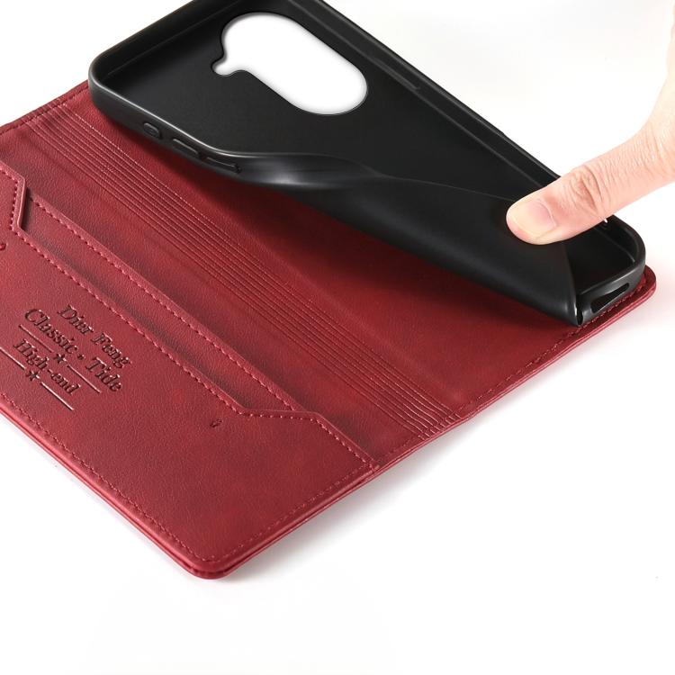 For Redmi A5 4G 171.7mm / Poco C71 Dierfeng Metal Snap Magnetic RFID Vegan Leather Phone Case