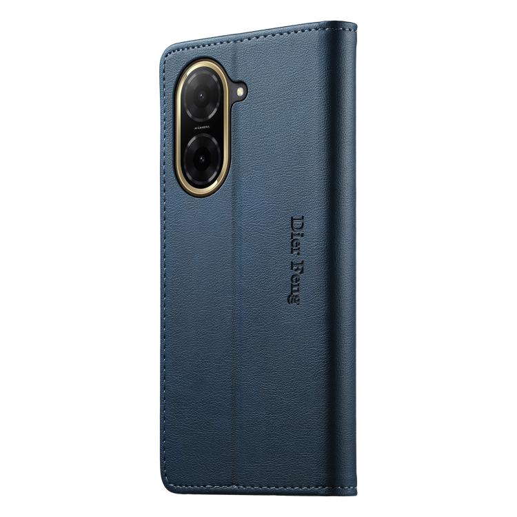 For Redmi A5 4G 171.7mm / Poco C71 Dierfeng Metal Snap Magnetic RFID Vegan Leather Phone Case