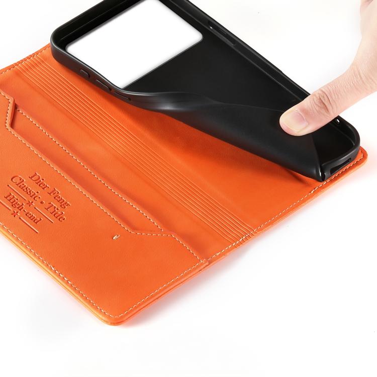 For Redmi K70 / K70 Pro / Poco F6 Pro Dierfeng Metal Snap Magnetic RFID Vegan Leather Phone Case