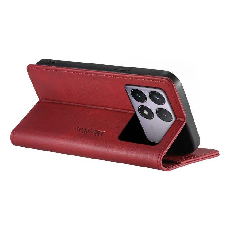 For Redmi K70 / K70 Pro / Poco F6 Pro Dierfeng Metal Snap Magnetic RFID Vegan Leather Phone Case