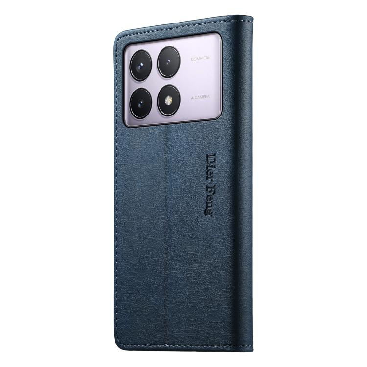 For Redmi K70 / K70 Pro / Poco F6 Pro Dierfeng Metal Snap Magnetic RFID Vegan Leather Phone Case