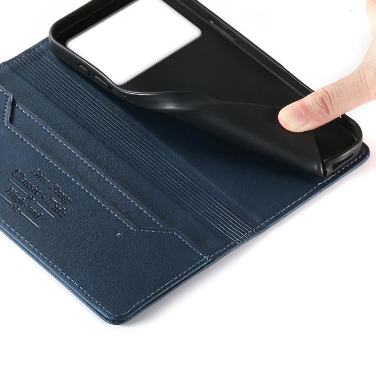 For Redmi K70E / Xiaomi Poco X6 Pro Dierfeng Metal Snap Magnetic RFID Vegan Leather Phone Case