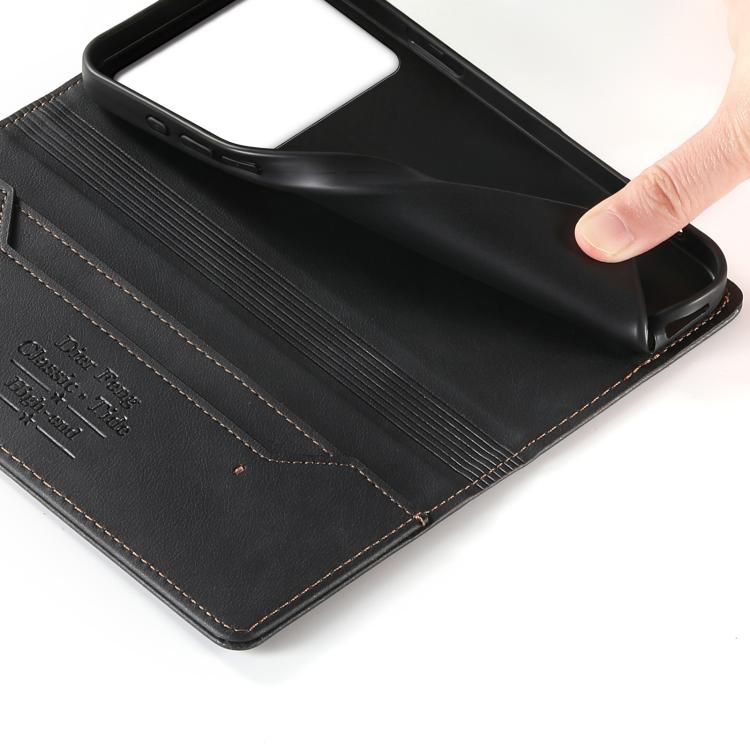 For Redmi K70 Ultra Dierfeng Metal Snap Magnetic RFID Vegan Leather Phone Case
