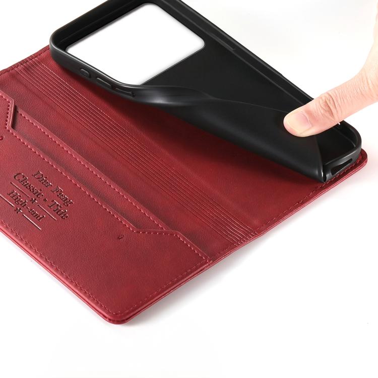 For Redmi K70 Ultra Dierfeng Metal Snap Magnetic RFID Vegan Leather Phone Case