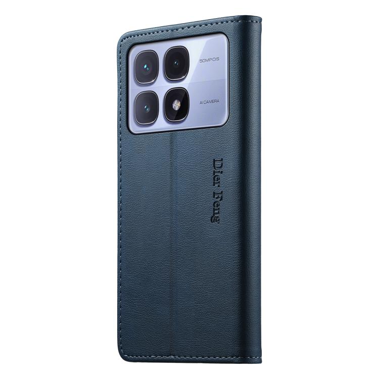 For Redmi K70 Ultra Dierfeng Metal Snap Magnetic RFID Vegan Leather Phone Case