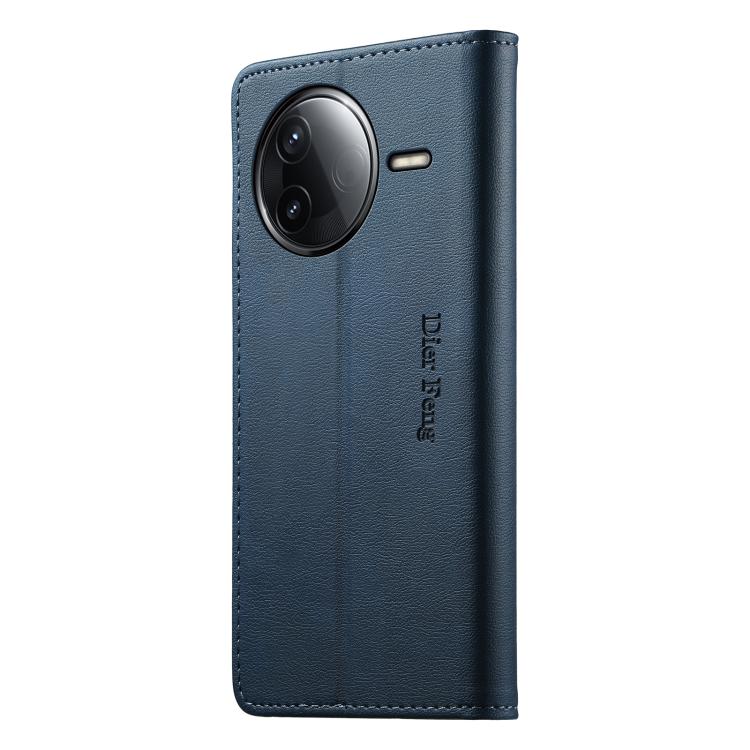 For Redmi K80 / K80 Pro / Poco F7 Pro Dierfeng Metal Snap Magnetic RFID Vegan Leather Phone Case