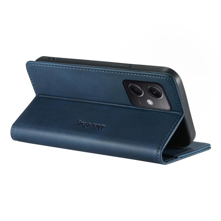 For Redmi Note 12 5G Global / Poco X5 Dierfeng Metal Snap Magnetic RFID Vegan Leather Phone Case