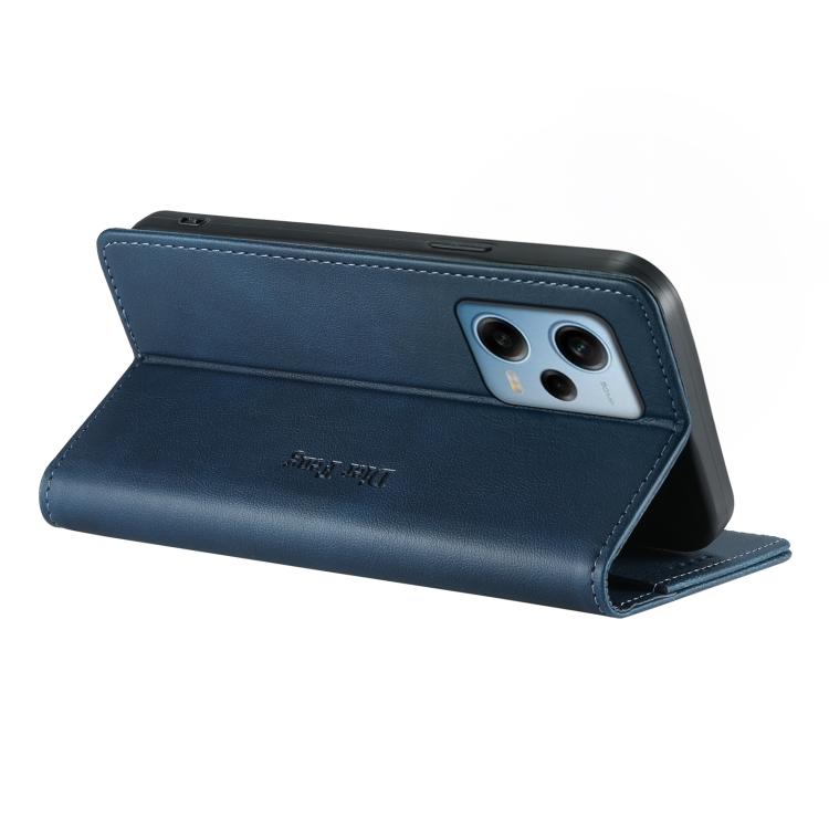 For Redmi Note 12 Pro 5G Global / Speed Dierfeng Metal Snap Magnetic RFID Vegan Leather Phone Case