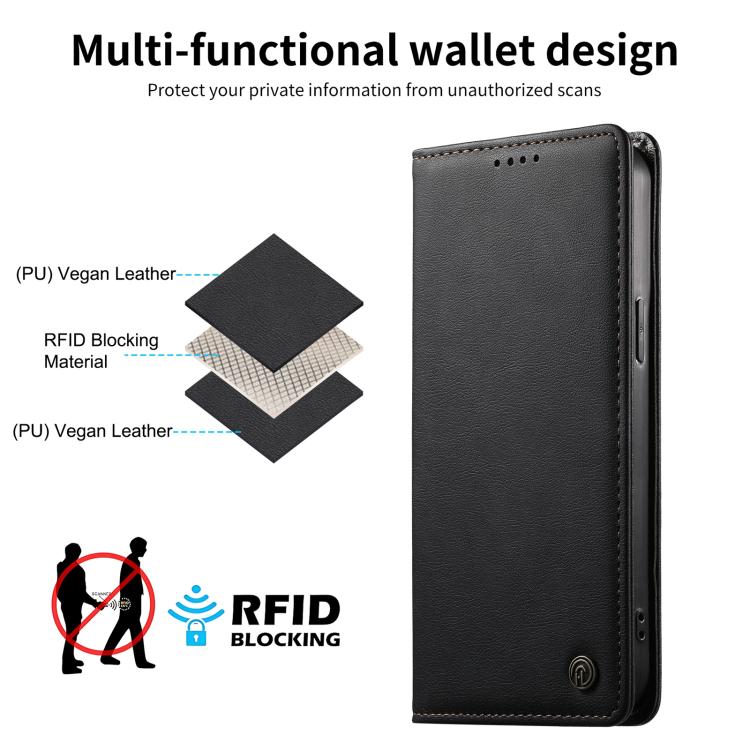For Redmi Note 12 Pro+ Global Dierfeng Metal Snap Magnetic RFID Vegan Leather Phone Case