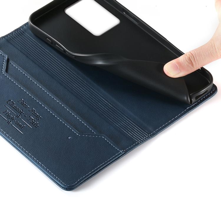 For Redmi Note 12 Pro+ Global Dierfeng Metal Snap Magnetic RFID Vegan Leather Phone Case