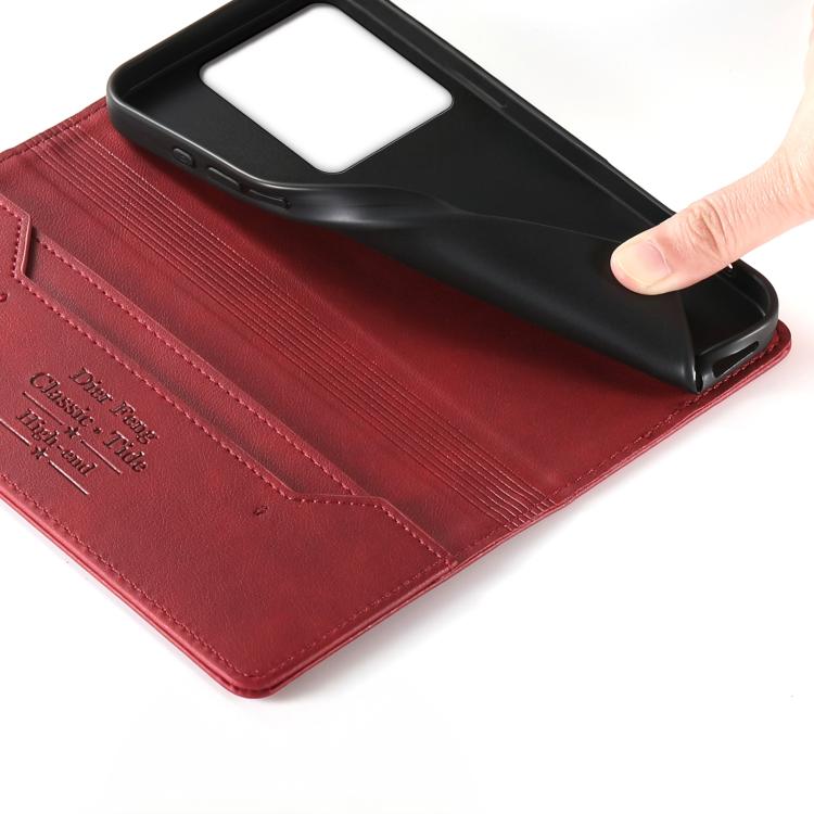 For Redmi Note 13 Pro 5G / Poco X6 Dierfeng Metal Snap Magnetic RFID Vegan Leather Phone Case