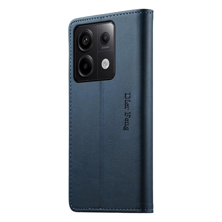 For Redmi Note 13 Pro 5G / Poco X6 Dierfeng Metal Snap Magnetic RFID Vegan Leather Phone Case