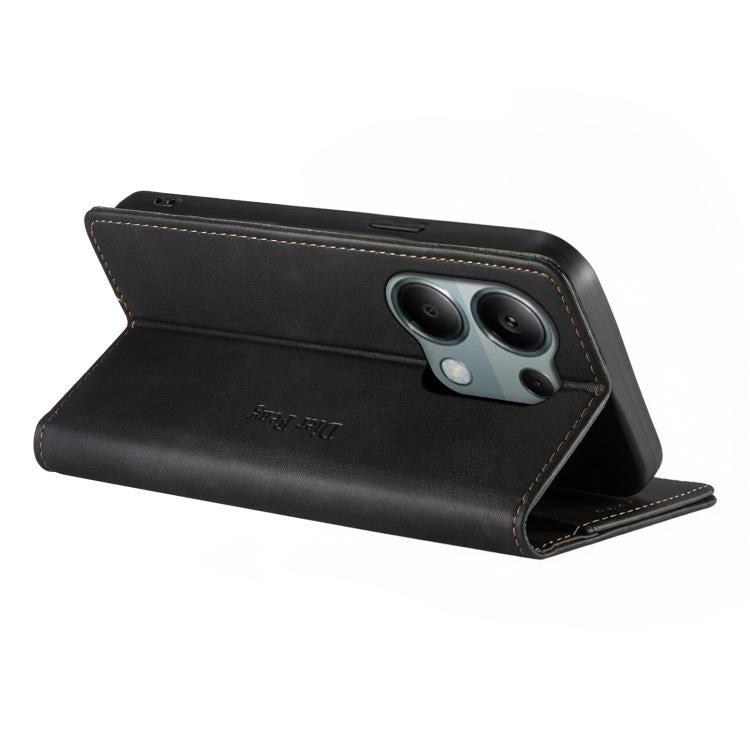 For Redmi Note 13 Pro 4G / Poco M6 Pro 4G Dierfeng Metal Snap Magnetic RFID Vegan Leather Phone Case