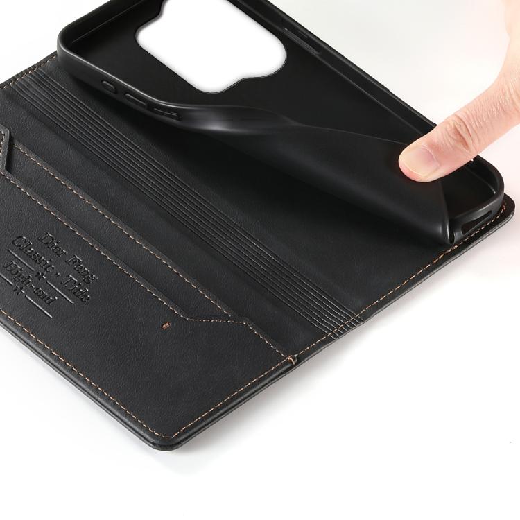 For Redmi Note 13 Pro 4G / Poco M6 Pro 4G Dierfeng Metal Snap Magnetic RFID Vegan Leather Phone Case