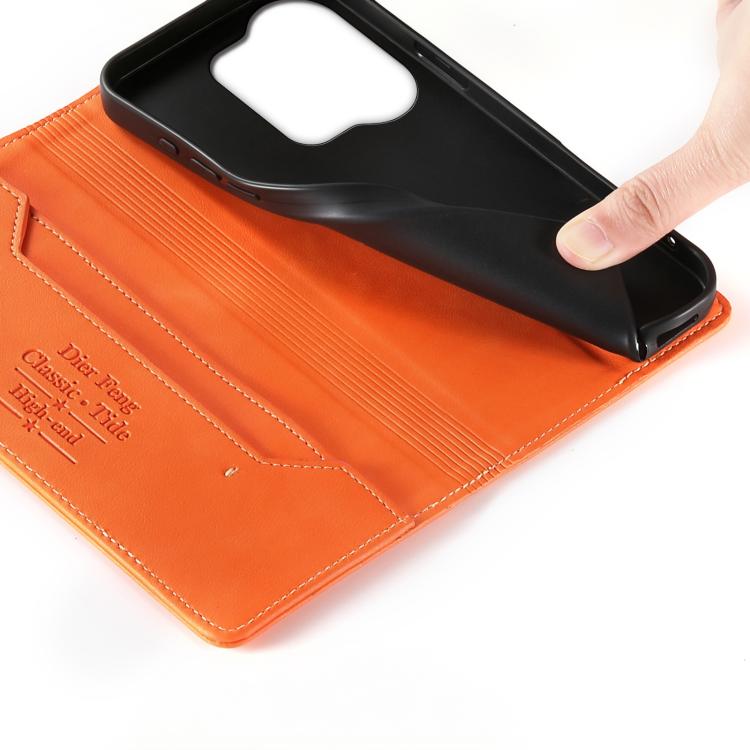For Redmi Note 13 Pro 4G / Poco M6 Pro 4G Dierfeng Metal Snap Magnetic RFID Vegan Leather Phone Case