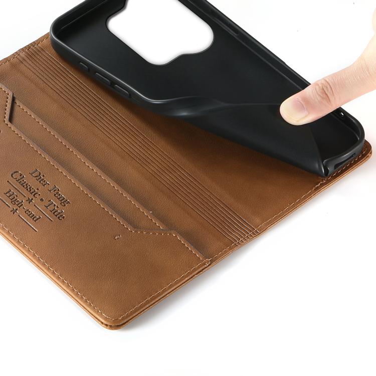 For Redmi Note 13 Pro 4G / Poco M6 Pro 4G Dierfeng Metal Snap Magnetic RFID Vegan Leather Phone Case