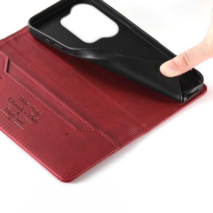For Redmi Note 13 Pro 4G / Poco M6 Pro 4G Dierfeng Metal Snap Magnetic RFID Vegan Leather Phone Case