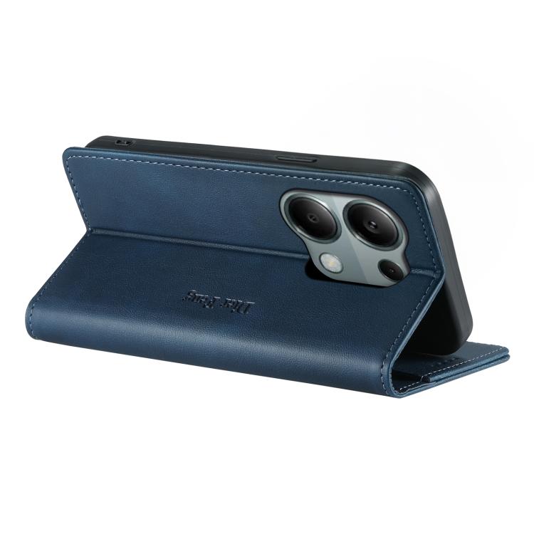For Redmi Note 13 Pro 4G / Poco M6 Pro 4G Dierfeng Metal Snap Magnetic RFID Vegan Leather Phone Case