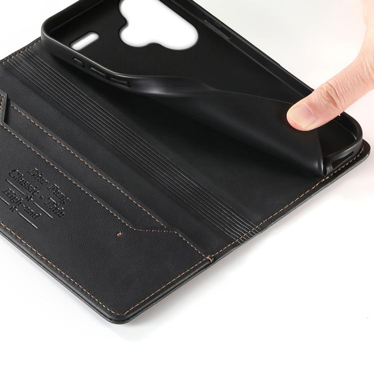 For Redmi Note 13 Pro+ Dierfeng Metal Snap Magnetic RFID Vegan Leather Phone Case