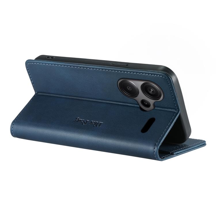 For Redmi Note 13 Pro+ Dierfeng Metal Snap Magnetic RFID Vegan Leather Phone Case
